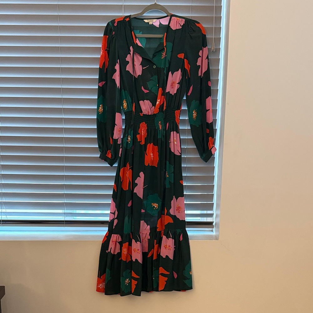 Tucker Juliette Dress | Evergreen Painted Poppies